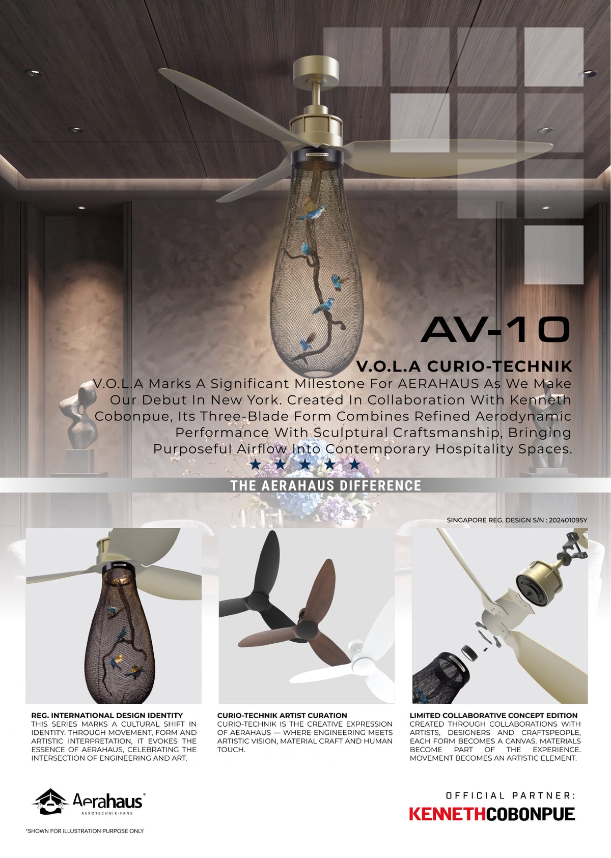 AV-10 VOLA Aerahaus Technik DC Ceiling Fan