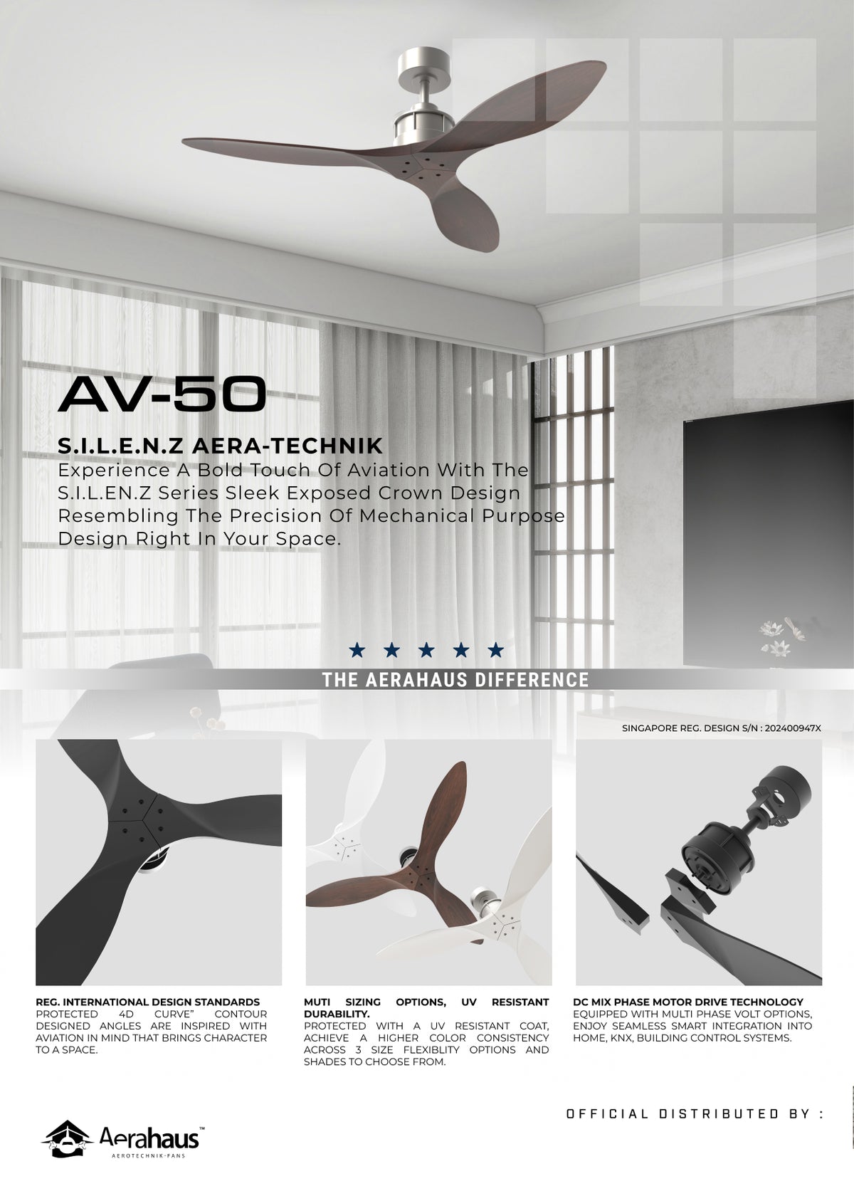 AV-50 Aerahaus Technik DC Ceiling Fan