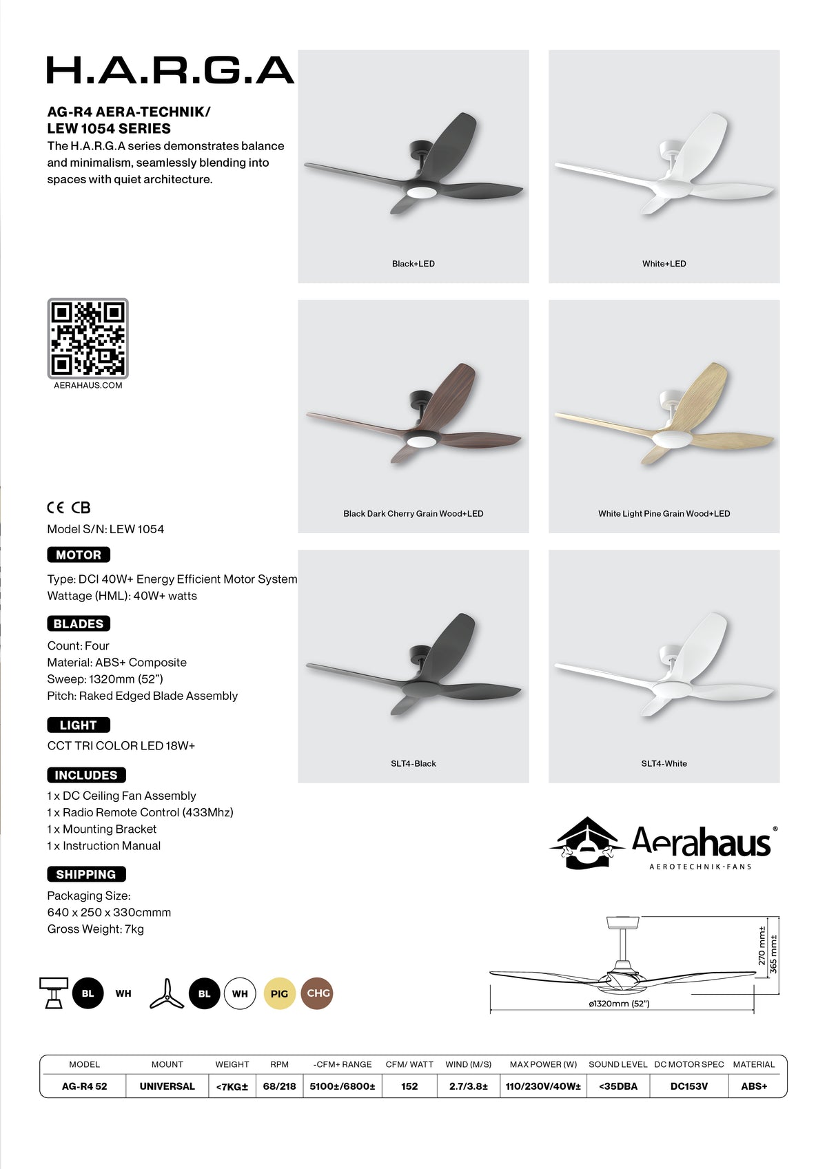 AG-R4 Aerahaus Technik DC Ceiling Fan