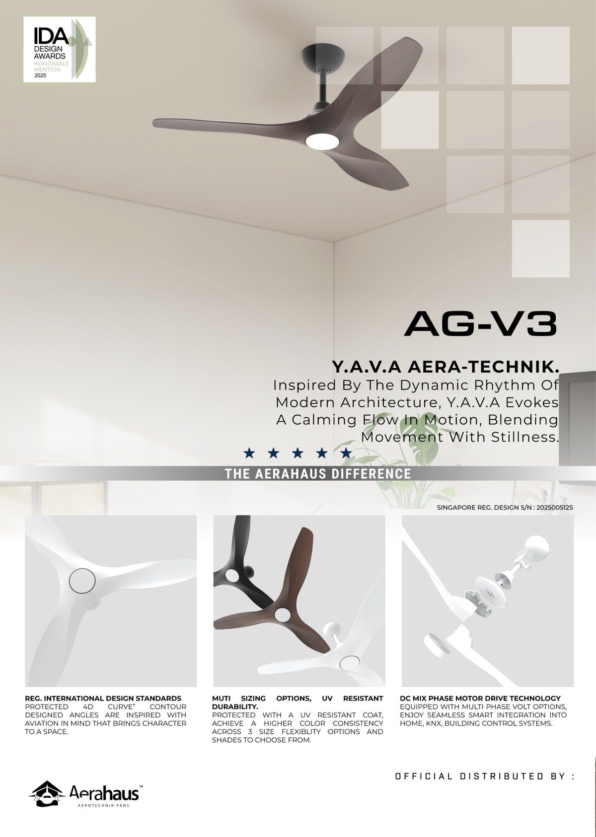 AG-V3 Aerahaus Technik DC Ceiling Fan